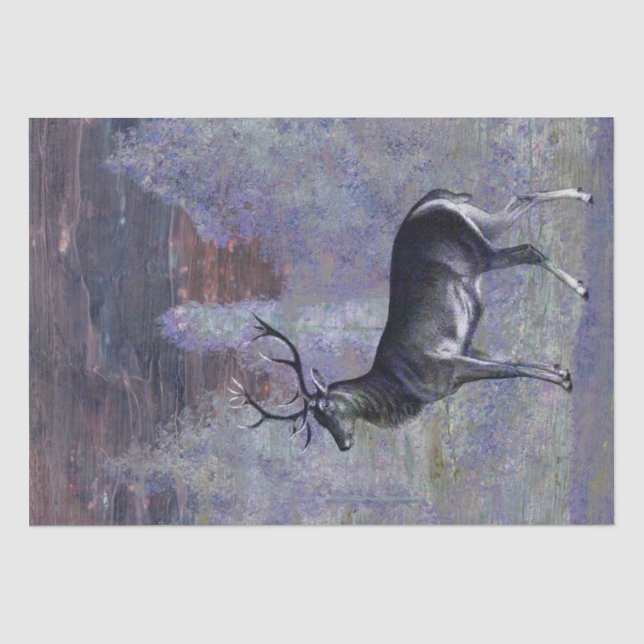 Deer Buck Winter Decoupage Seidenpapier (Vorderseite)