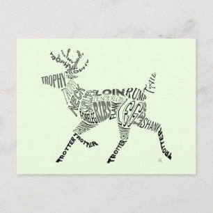Deer Calligram Postkarte