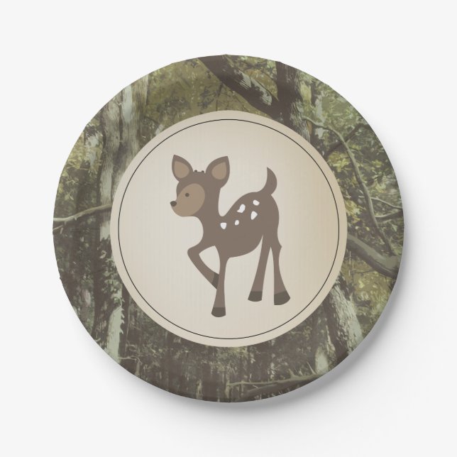 Deer Camouflage Baby Dusche Pappteller (Vorderseite)