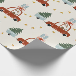 Deer Christmas Tree Illustration Wrapping Paper Geschenkpapier