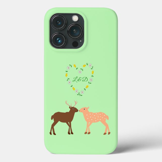Deer Couple und Daisy Heart Custom Case-Mate iPhone Hülle (Rückseite)