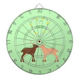 Deer Couple und Daisy Heart Custom Dartscheibe