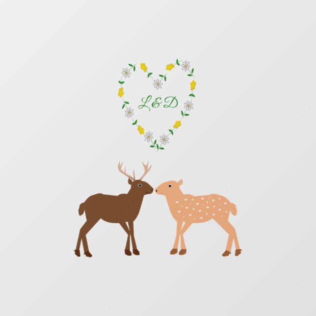 Deer Couple und Daisy Heart Custom Fensteraufkleber (Blatt)