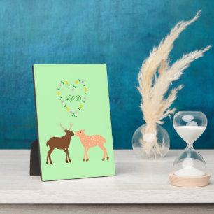 Deer Couple und Daisy Heart Custom Fotoplatte