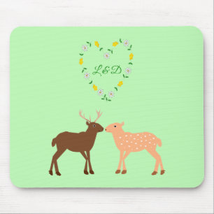 Deer Couple und Daisy Heart Custom Mousepad