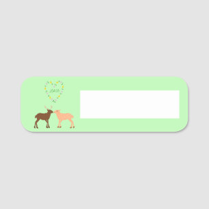Deer Couple und Daisy Heart Custom Namensschild