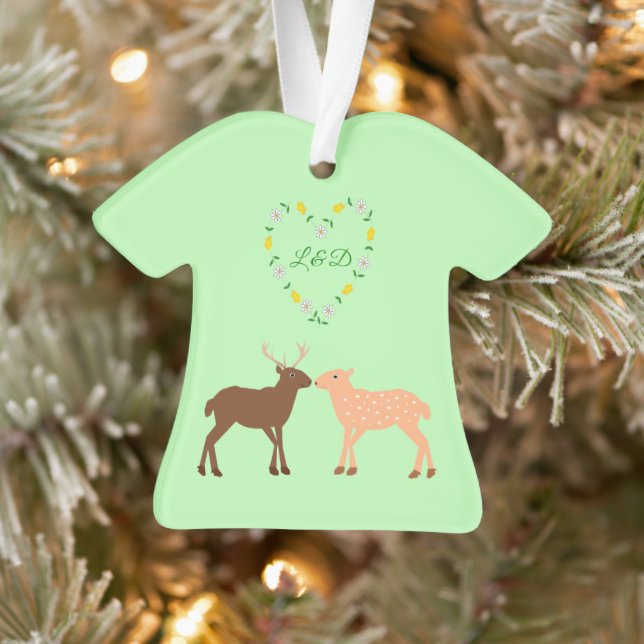 Deer Couple und Daisy Heart Custom Ornament (Baum)