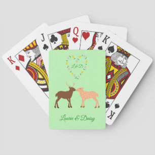Deer Couple und Daisy Heart Custom Spielkarten