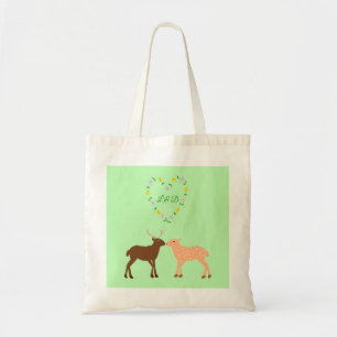 Deer Couple und Daisy Heart Custom Tragetasche