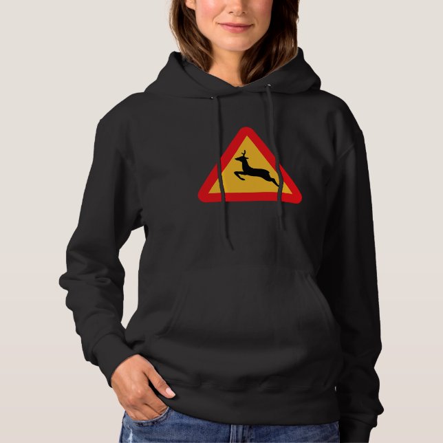Deer Crossing Road Sign Hoodie (Vorderseite)