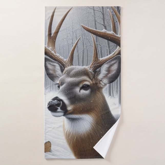 Deer d'hiver/Buck art (Serviette de bain)