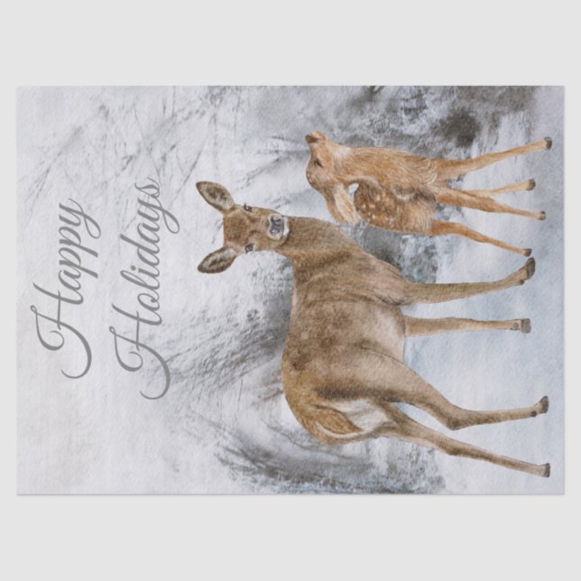 Deer Doe Fawn Watercolor Seidenpapier (Vorderseite)