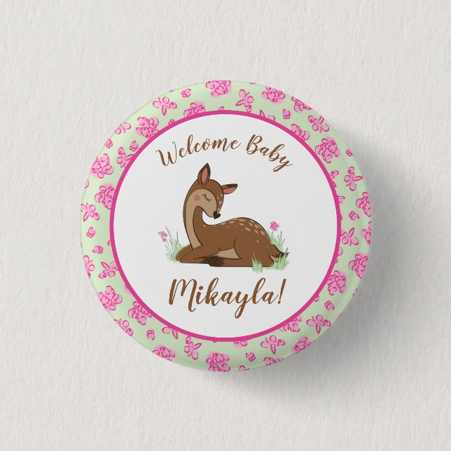 Deer Fawn Baby Shower Button (Vorderseite)
