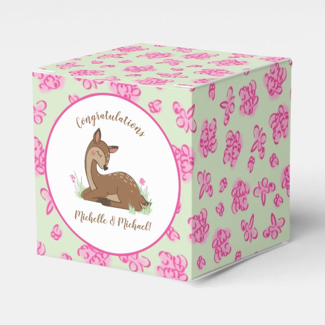 Deer Fawn Baby Shower Geschenkschachtel (Vorderseite)