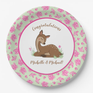 Deer Fawn Baby Shower Pappteller