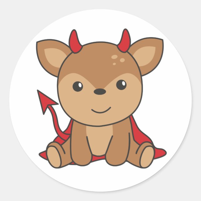Deer Halloween Niedlich Devil Hexenkostüm Classic  Runder Aufkleber (Vorderseite)