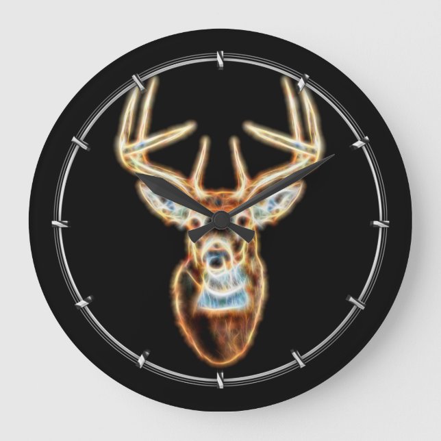 Deer Head Energy Spirited Große Wanduhr (Vorderseite)