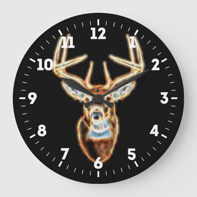 Deer Head Energy Spirited on a Große Wanduhr (Vorderseite)