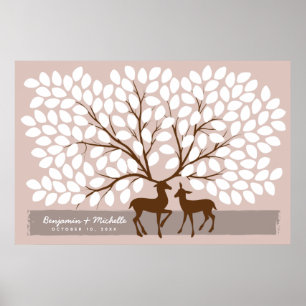 Deer Heart Guest Book Poster - 150 Signatures