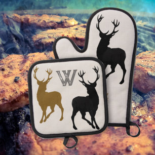 Deer Hunter Antlers Woodsman Ofenhandschuh & Topflappen-Set