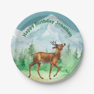 Deer Hunter Birthday Woodland Pappteller