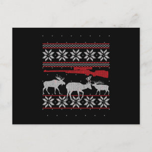 Deer Hunter Bucking Elk Hunting Ugly Christmas Einladungspostkarte