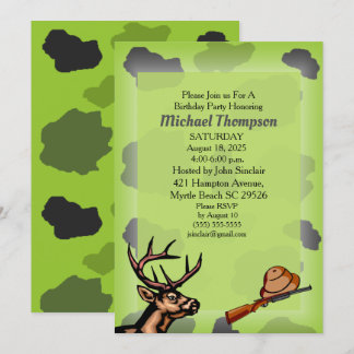 Deer Hunter Camouflage Geburtstagseinladung Einladung
