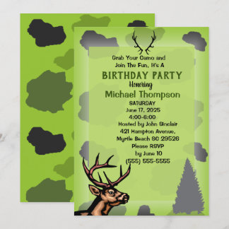 Deer Hunter Camouflage Geburtstagsparty Einladung