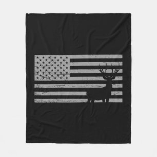 Deer Hunting And America Flag  Hunting Lover Gift Fleecedecke