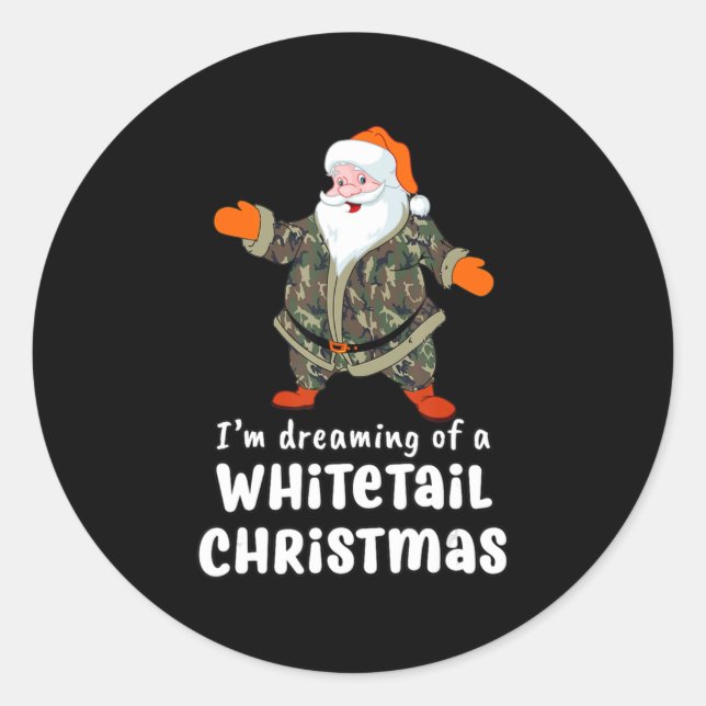 Deer Hunting Whitetail Christmas Camo Santa  Runder Aufkleber (Vorderseite)