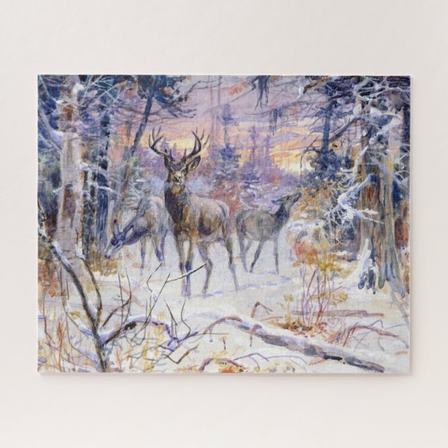 Deer in a Snowy Forest (Winter Season) (Horizontal)