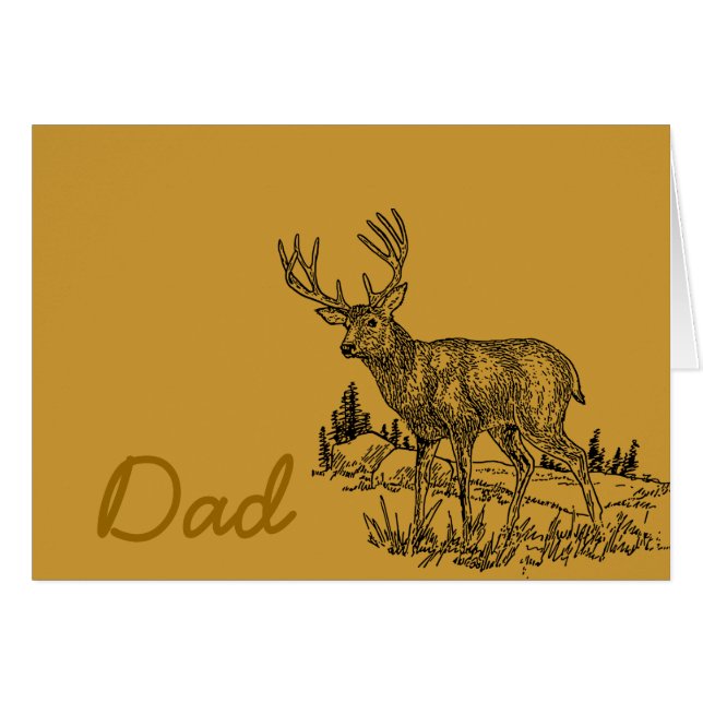 Deer in Field Papa Carte de voeux (Devant horizontal)