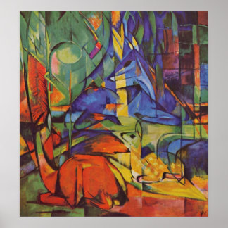 Deer in Forest von Franz Marc Poster