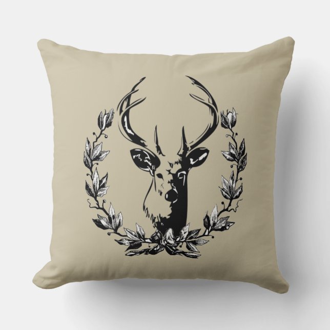 Deer in Laurel Leaves Kissen (Vorderseite)