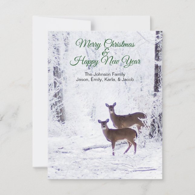 Deer in the Snow Holiday Carte de voeux (Devant)