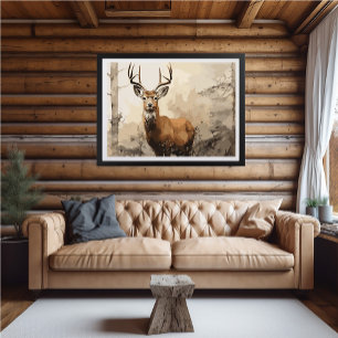 Deer in Woods Impressionniste Peinture - AI Poster