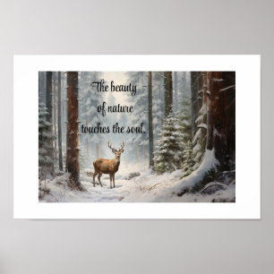 Deer In Woods Print, Value Poster (Matte)