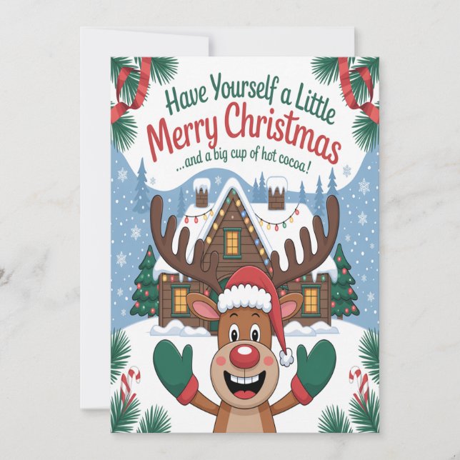 Deer Little Merry Christmas Karte (Vorderseite)