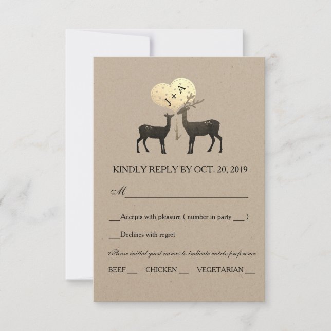 Deer Love Woodland Winter Mariage de automne RSVP (Devant)