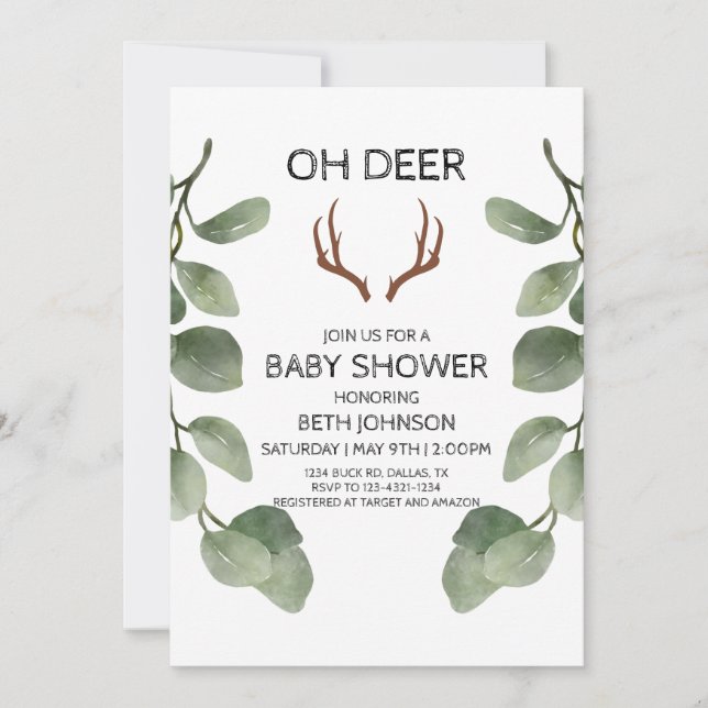 Deer Lumberjack Baby Shower Einladung (Vorderseite)