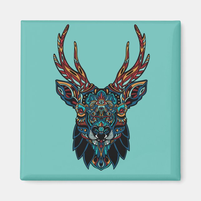 Deer Mandala Design Magnet (Vorne)