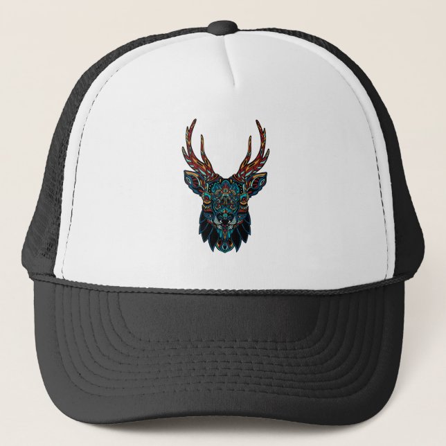 Deer Mandala Truckerkappe (Vorderseite)