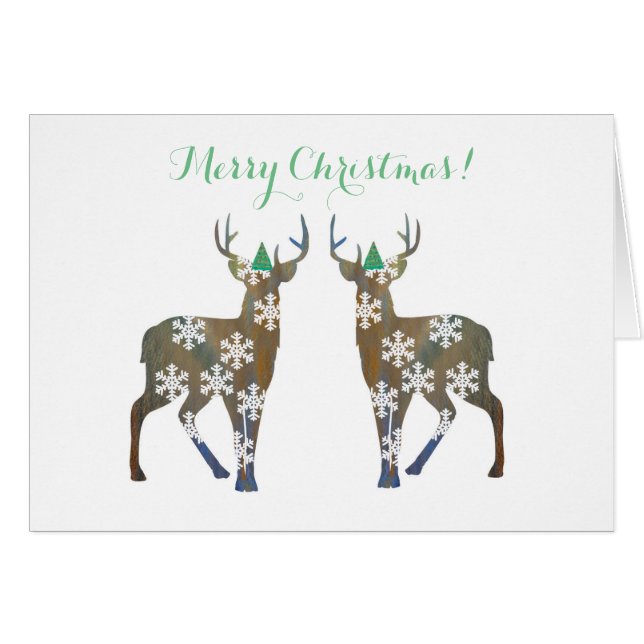 Deer Merry Christmas Postcard (Vorderseite (Horizontal))