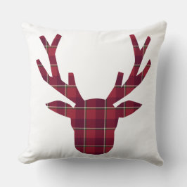Deer Plaid Dark Red Burgundy Kissen