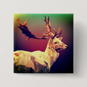 Deer Polygon Design Button