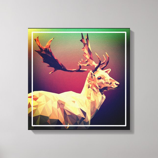 Deer Polygon Design Leinwanddruck (Vorderseite)