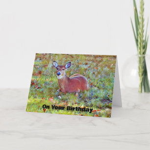 Deer Repose dans Meadow Art Carte d'anniversaire