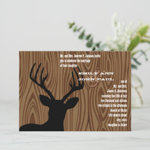 Deer Silhouette Bois Grain de mariage Invitation