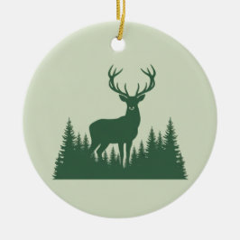 Deer Silhouette Forest Minimalist Woodland Keramik Ornament