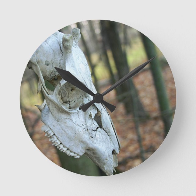 Deer Skull Clock Runde Wanduhr (Vorderseite)